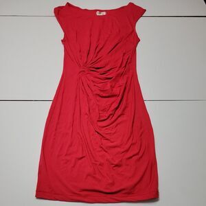 MSSP Womens Med Red Dress Layered Scoop Stretch Sleeveless Fitted Comfort Formal